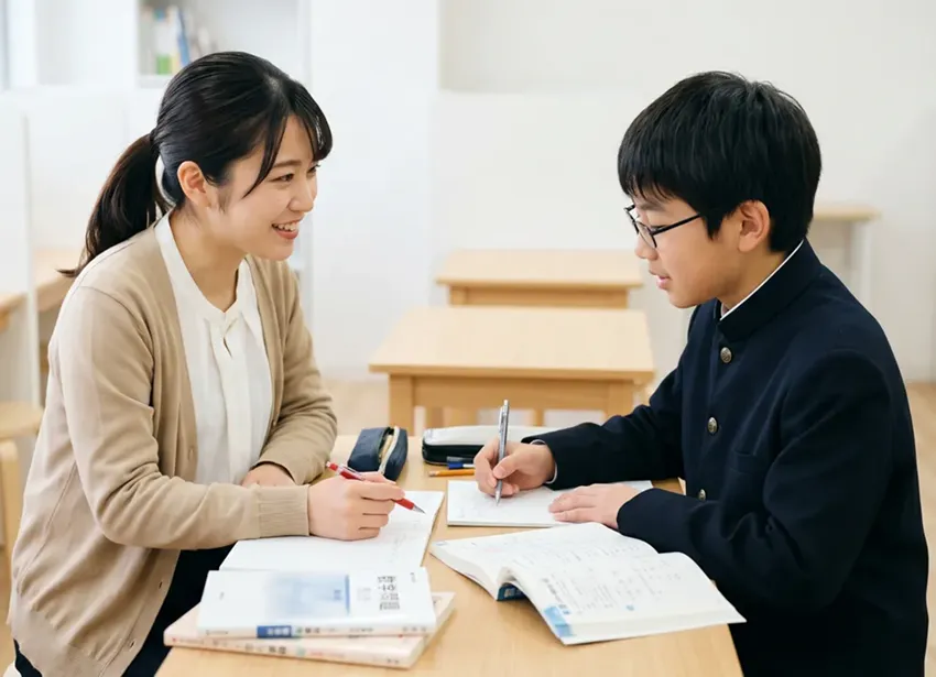 中学生の高校受験対策のための個別指導風景