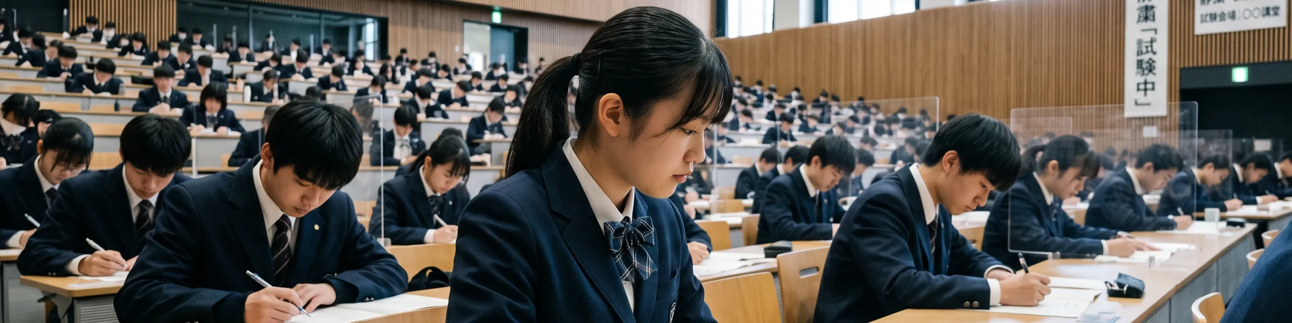 高校生の共通テストを行っているシーン