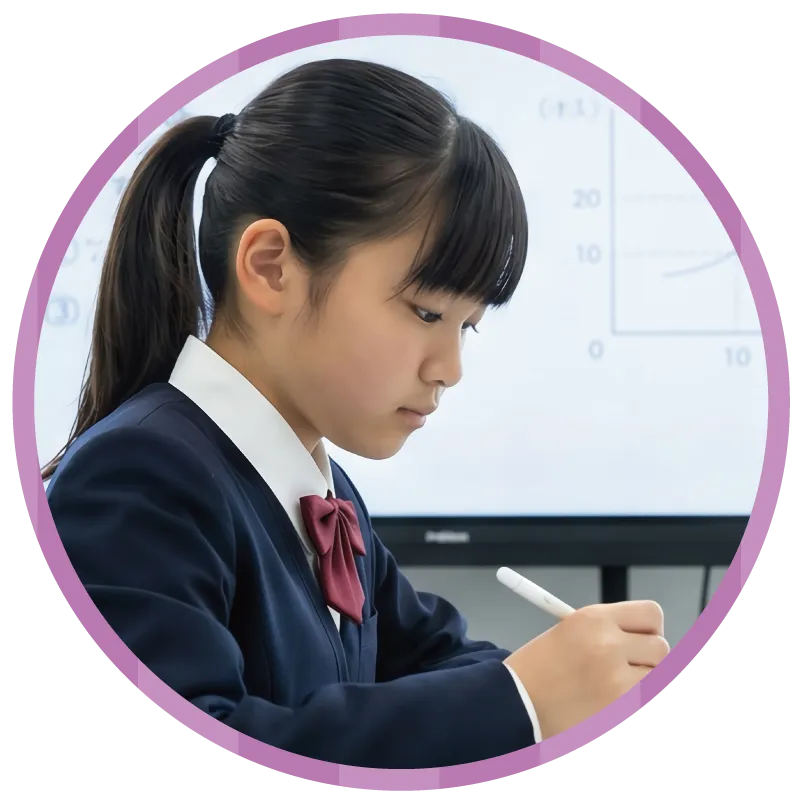 志望校の中学受験問題を回答している塾生