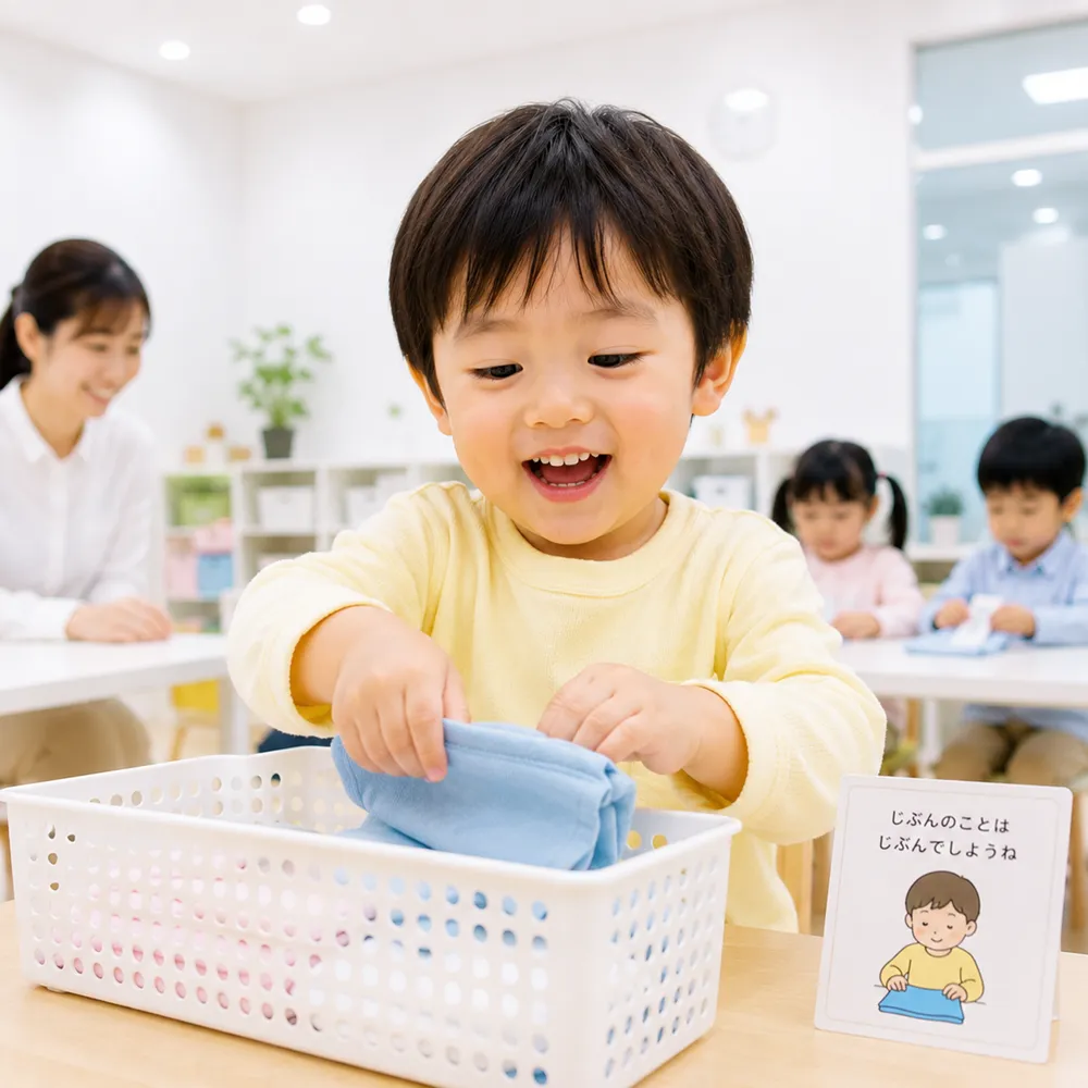 幼児のしつけ教育の授業シーン