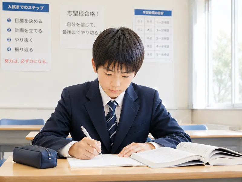 中学1年生の塾生が定期テストに向けて課題をこなしているシーン